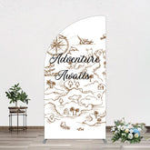 Lofaris Simple Line Painted Adventure Awaits Half Moon Arch Backdrop